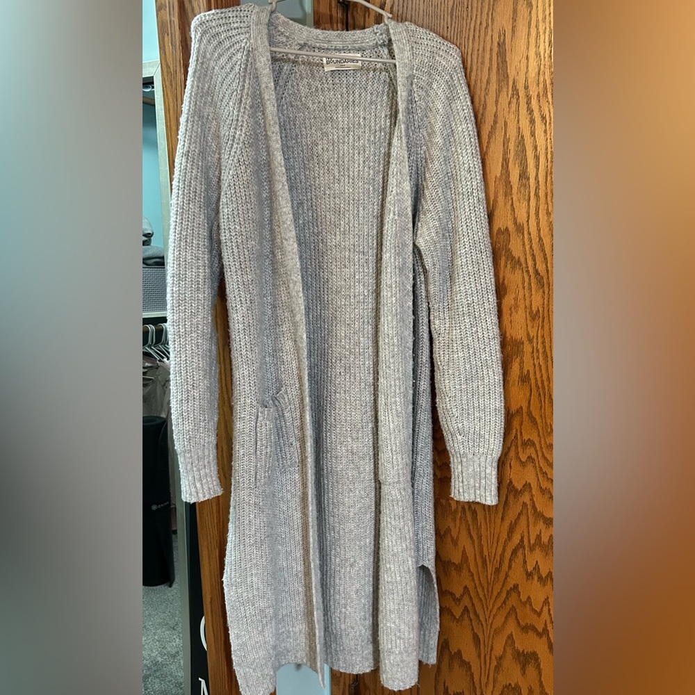 No Boundaries Light Gray Knit Cardigan